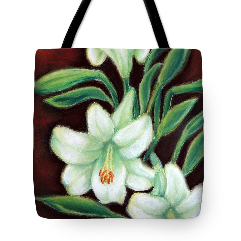 Lily Tote Bag featuring the painting White Elegance by Inese Poga