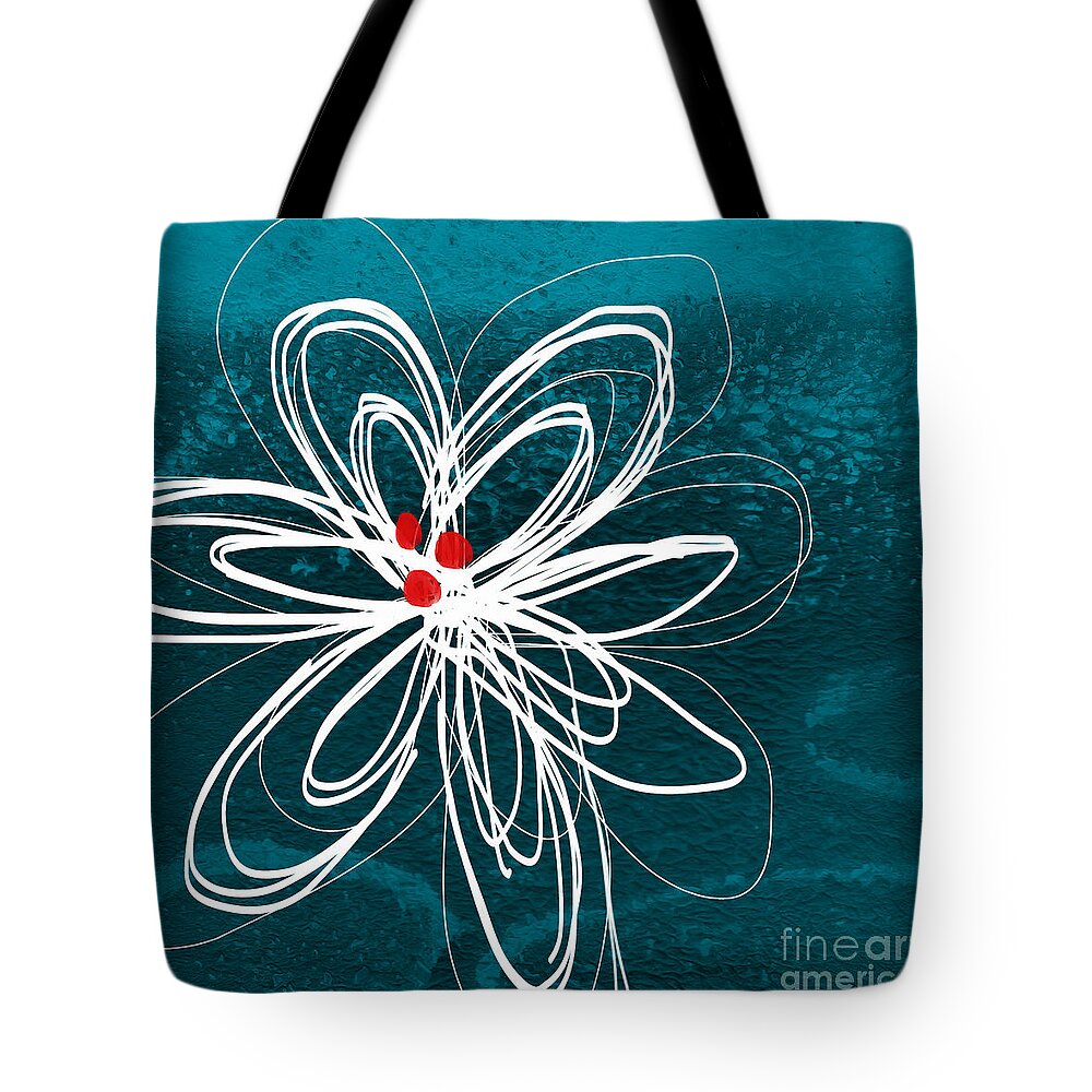 Abstract Tote Bag featuring the painting White Flower by Linda Woods
