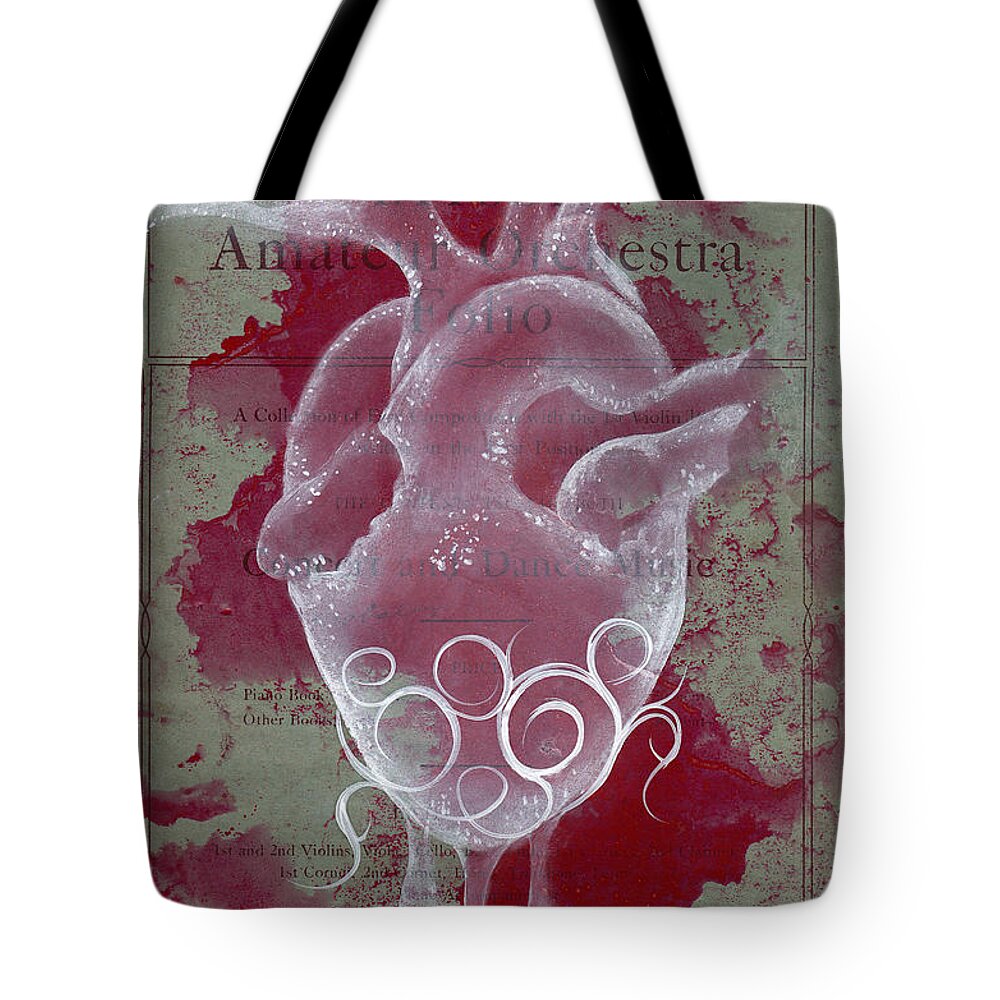 Heart Tote Bag featuring the painting White Heart by Abril Andrade
