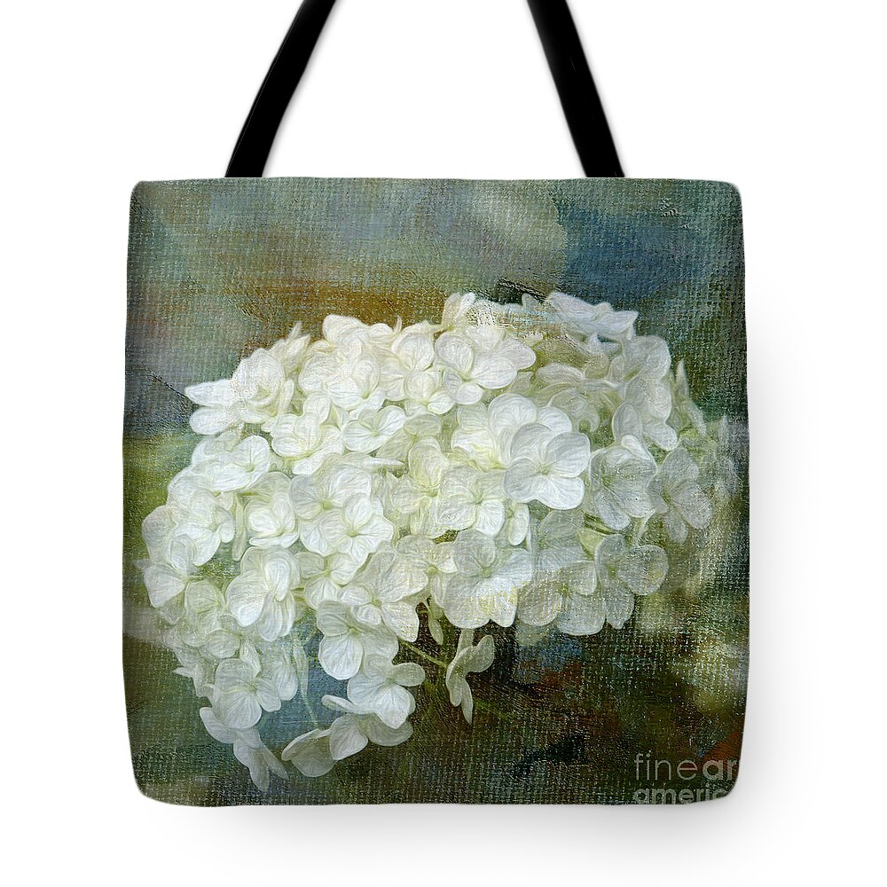 Hydrangea Tote Bag featuring the digital art White Hydrangea Art by Jayne Carney