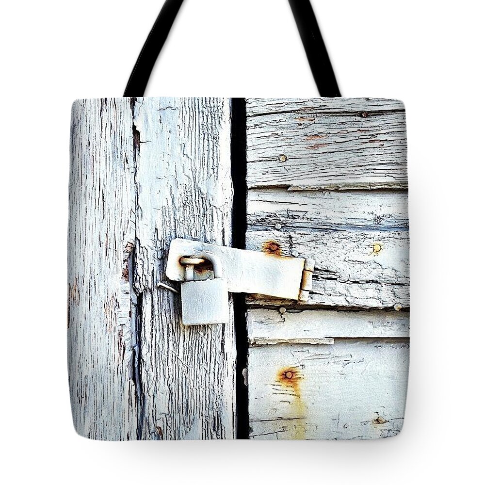 Textureholics Tote Bag featuring the photograph White Lock by Julie Gebhardt