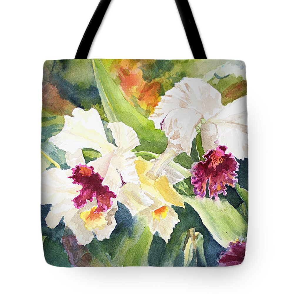 White Tote Bag featuring the painting White Orchid by Janis Lee Colon