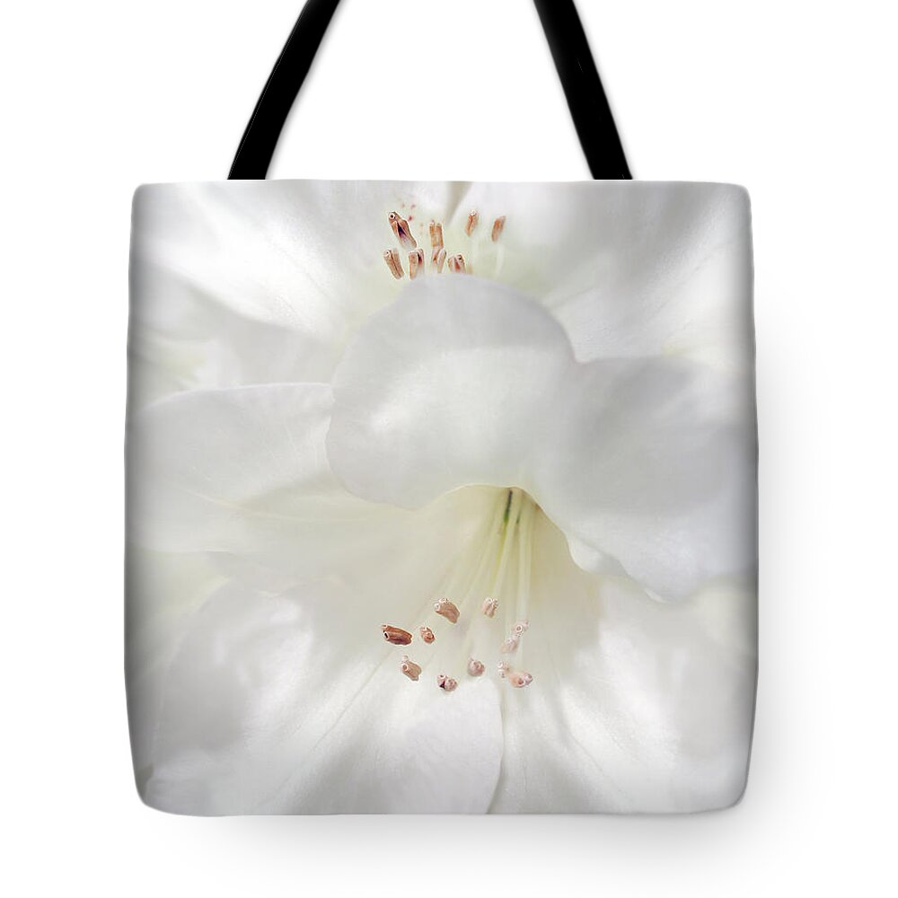 Rhododendron Tote Bag featuring the photograph White Rhododendron Flowers by Jennie Marie Schell