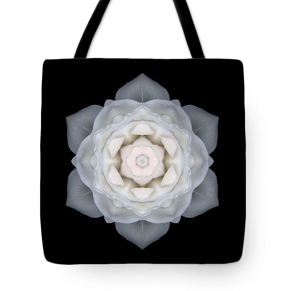 Flower Tote Bag featuring the photograph White Rose I Flower Mandala by David J Bookbinder