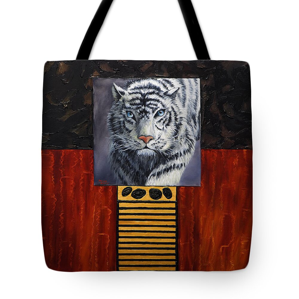 Animal Tote Bag featuring the painting White Tiger by Darice Machel McGuire