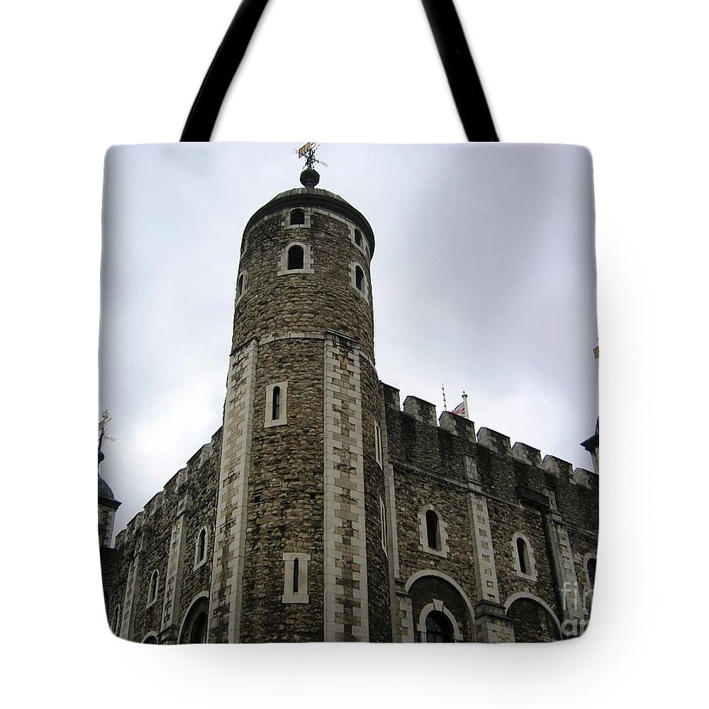 The White Tower Tote Bag featuring the photograph White Tower by Denise Railey