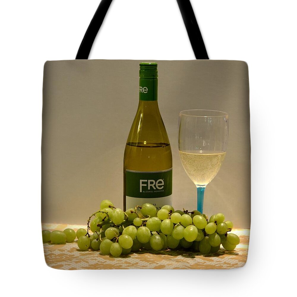 Wine Tote Bag featuring the photograph White Wine Still Life 1 by Richard Bryce and Family