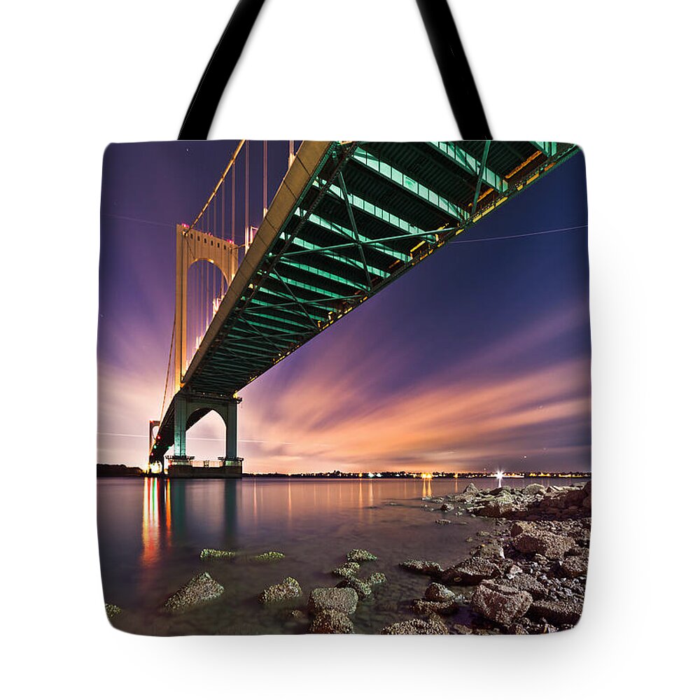 Horizontal Tote Bag featuring the photograph Whitestone Bridge by Mihai Andritoiu