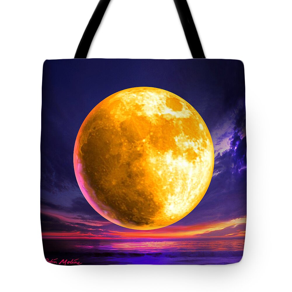 Full Moon Tote Bag featuring the digital art Whole of the Moon by Robin Moline