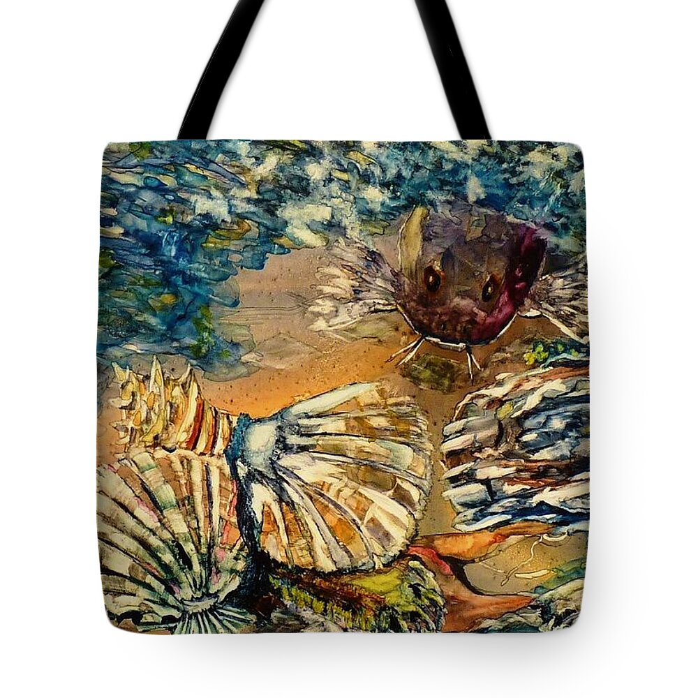 Ksg Tote Bag featuring the painting Who's Got the Pearl? by Kim Shuckhart Gunns