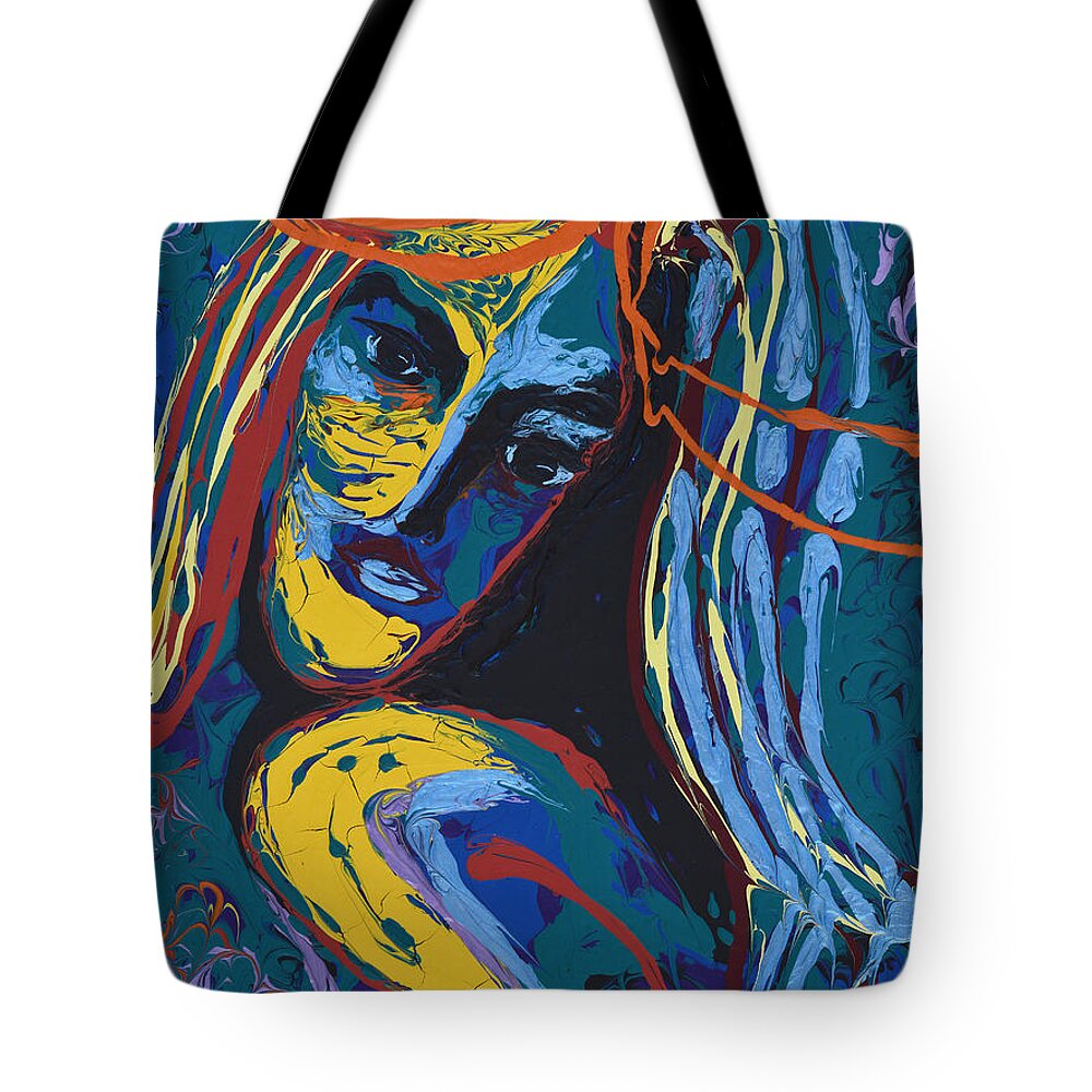 Portrait Tote Bag featuring the painting Wild At Heart by Donna Blackhall