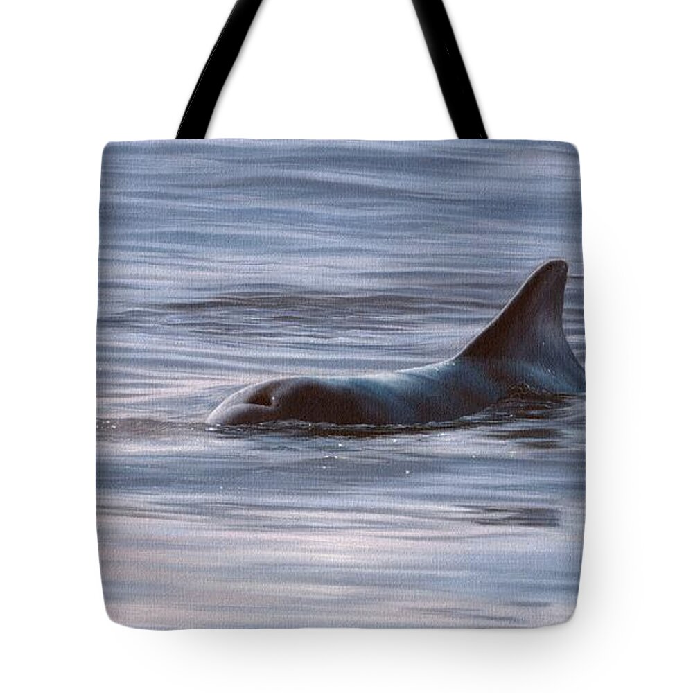 Bottlenose Dolphin Tote Bag featuring the painting Wild Bottlenose Dolphin Painting - In Support of the Sea Shepherd Conservation Society by Rachel Stribbling