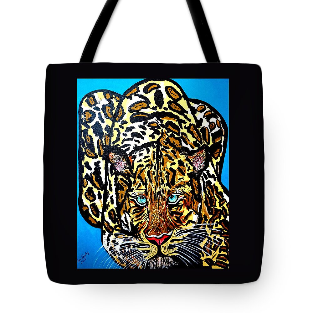 Wildcat Tote Bag featuring the painting Wild Cat by Nora Shepley