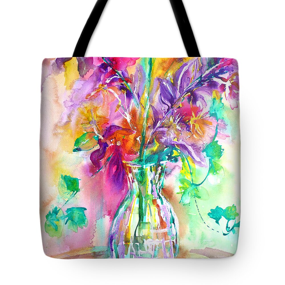 Wild Colors Tote Bag featuring the painting Wild Flowers by Anna Ruzsan