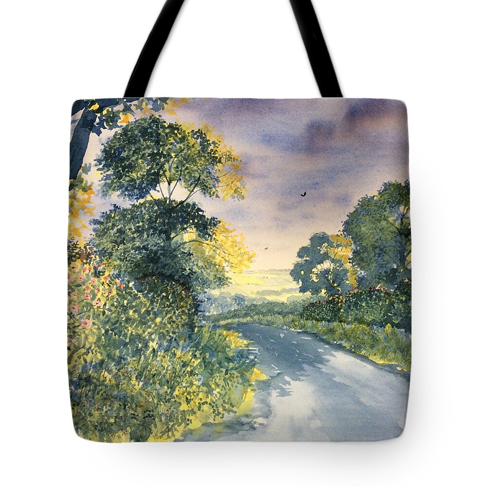 Glenn Marshall Yorkshire Artist Tote Bag featuring the painting Wild Roses on the Wolds by Glenn Marshall