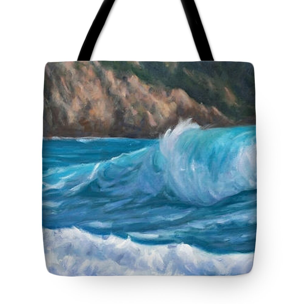Sea Tote Bag featuring the painting Wild Waves by Marco Busoni