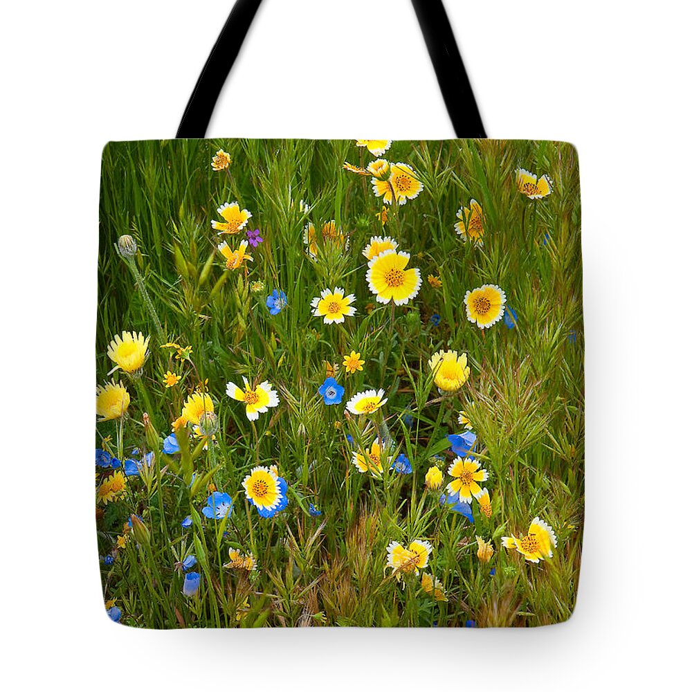 California Wildflowers Tote Bag featuring the photograph Wildflower Salad - Spring in Central California by Ram Vasudev
