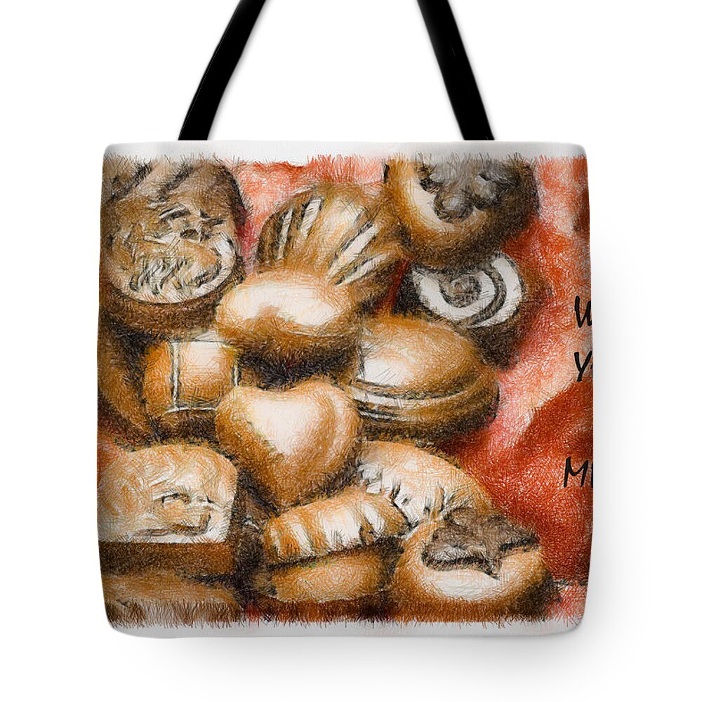 Candy Tote Bag featuring the mixed media Will You Be Mine by Trish Tritz