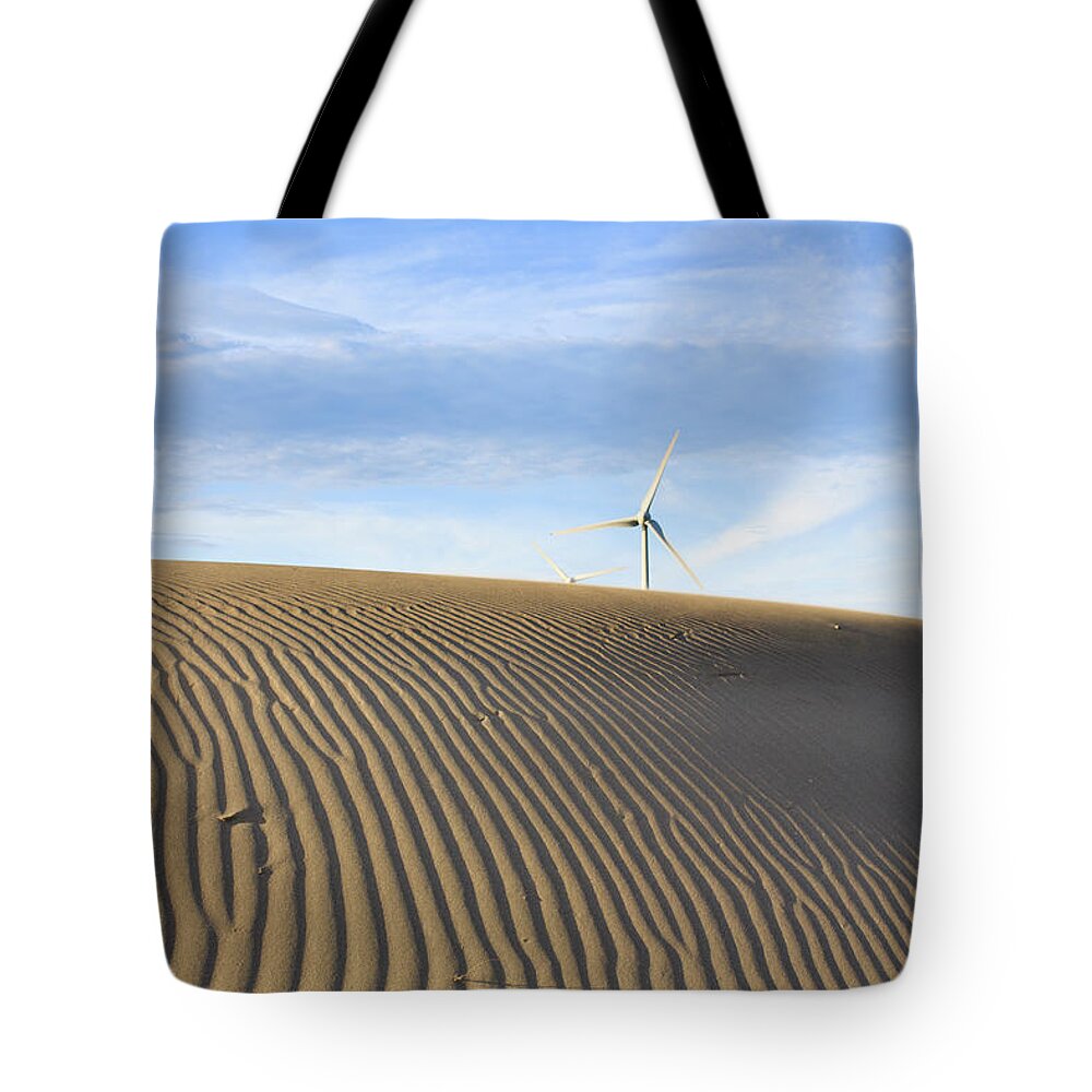 Tranquility Tote Bag featuring the photograph Wind Turbine And Sand by Samyaoo