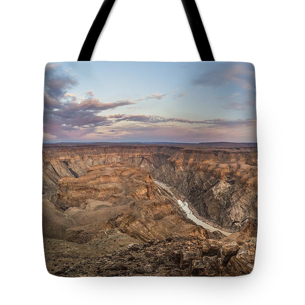 Vincent Grafhorst Tote Bag featuring the photograph Winding Fish River Canyon And Desert by Vincent Grafhorst