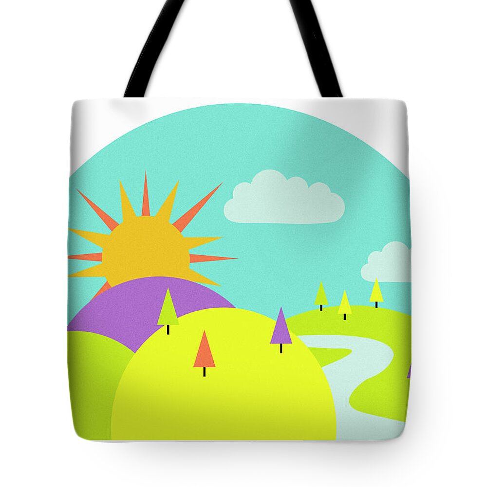 Attractive Tote Bag featuring the photograph Winding Path In Rolling Landscape by Ikon Ikon Images