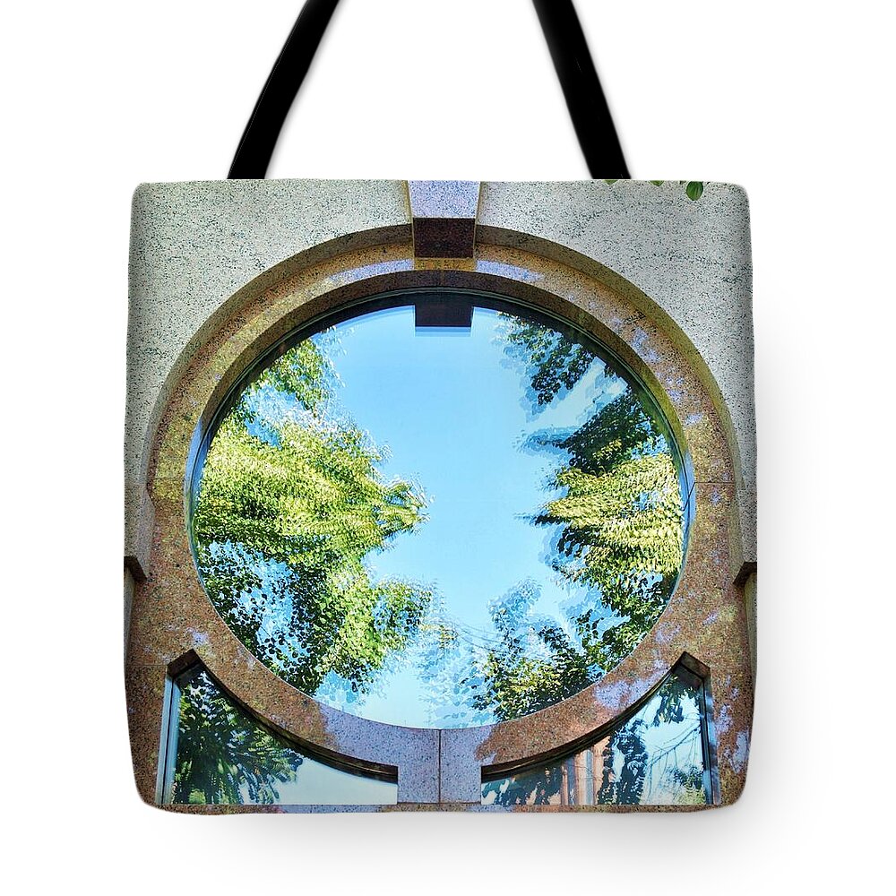 Window Reflection Tote Bag featuring the photograph Window Reflection by Jean Goodwin Brooks