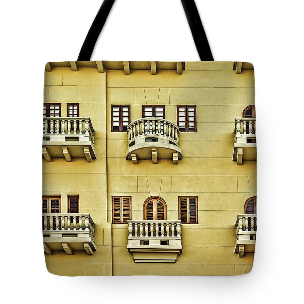 Architeture Tote Bag featuring the photograph Windows and Balconies by Maria Coulson