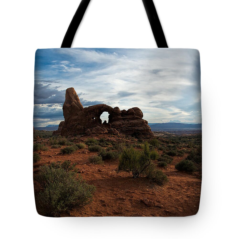 Arches National Park Tote Bag featuring the photograph Windows at Sunset by Stephen Johnson