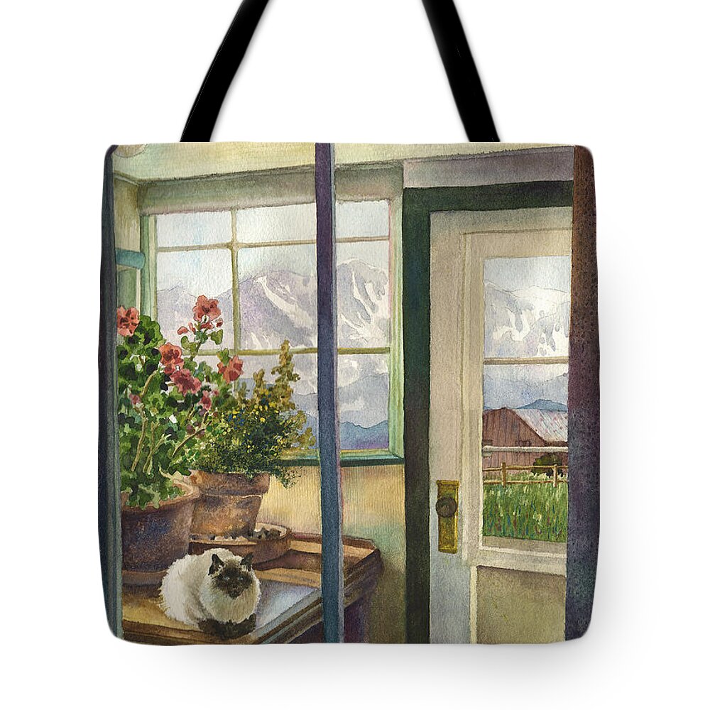 Window Painting Tote Bag featuring the painting Windows to the World by Anne Gifford