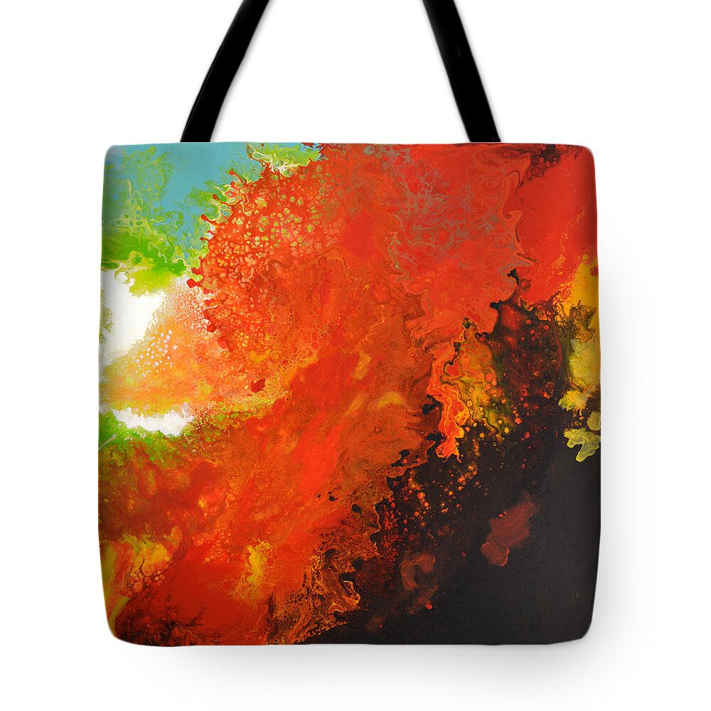 White Tote Bag featuring the painting Windswept canvas three of three by Sally Trace