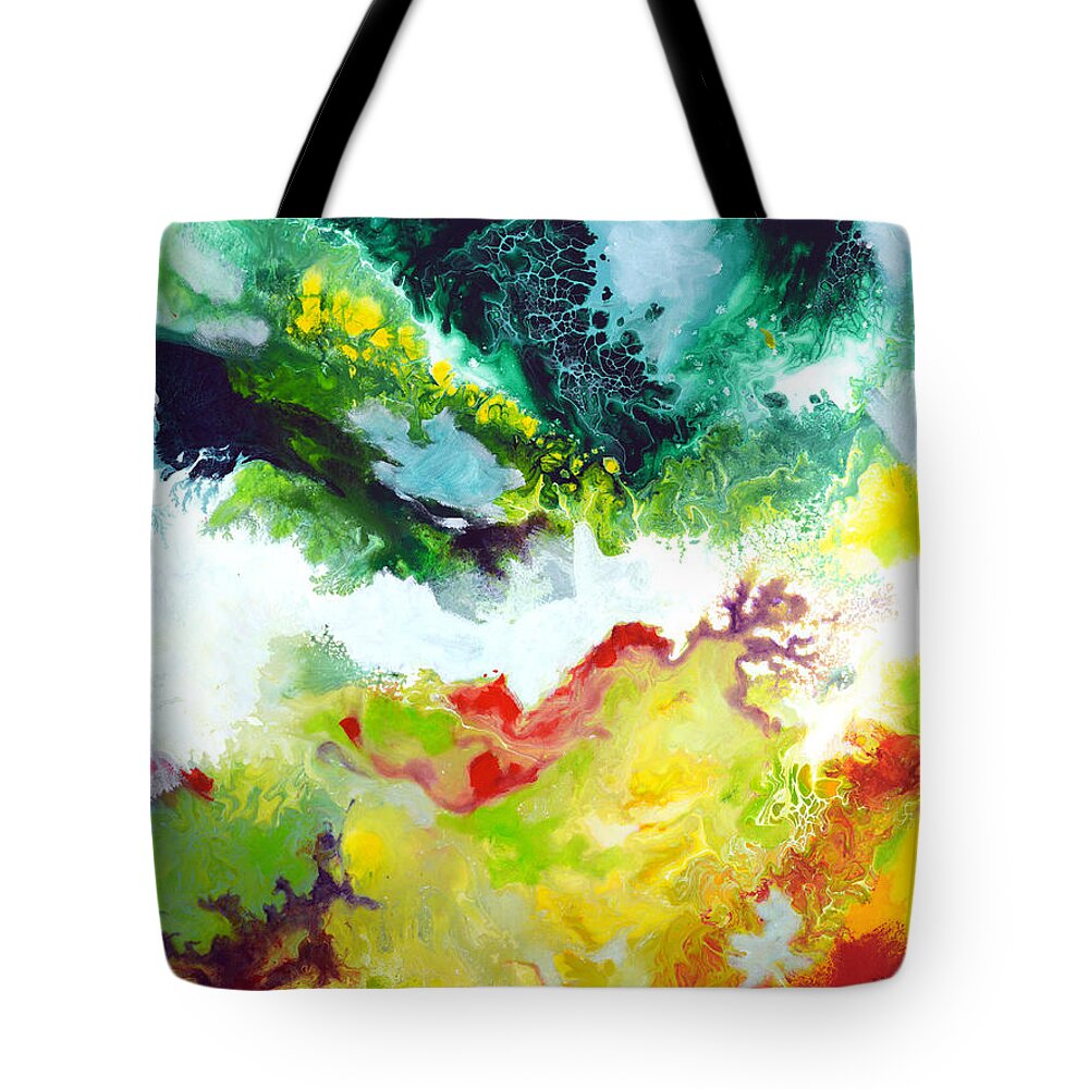 White Tote Bag featuring the painting Windwsept canvas two of three by Sally Trace