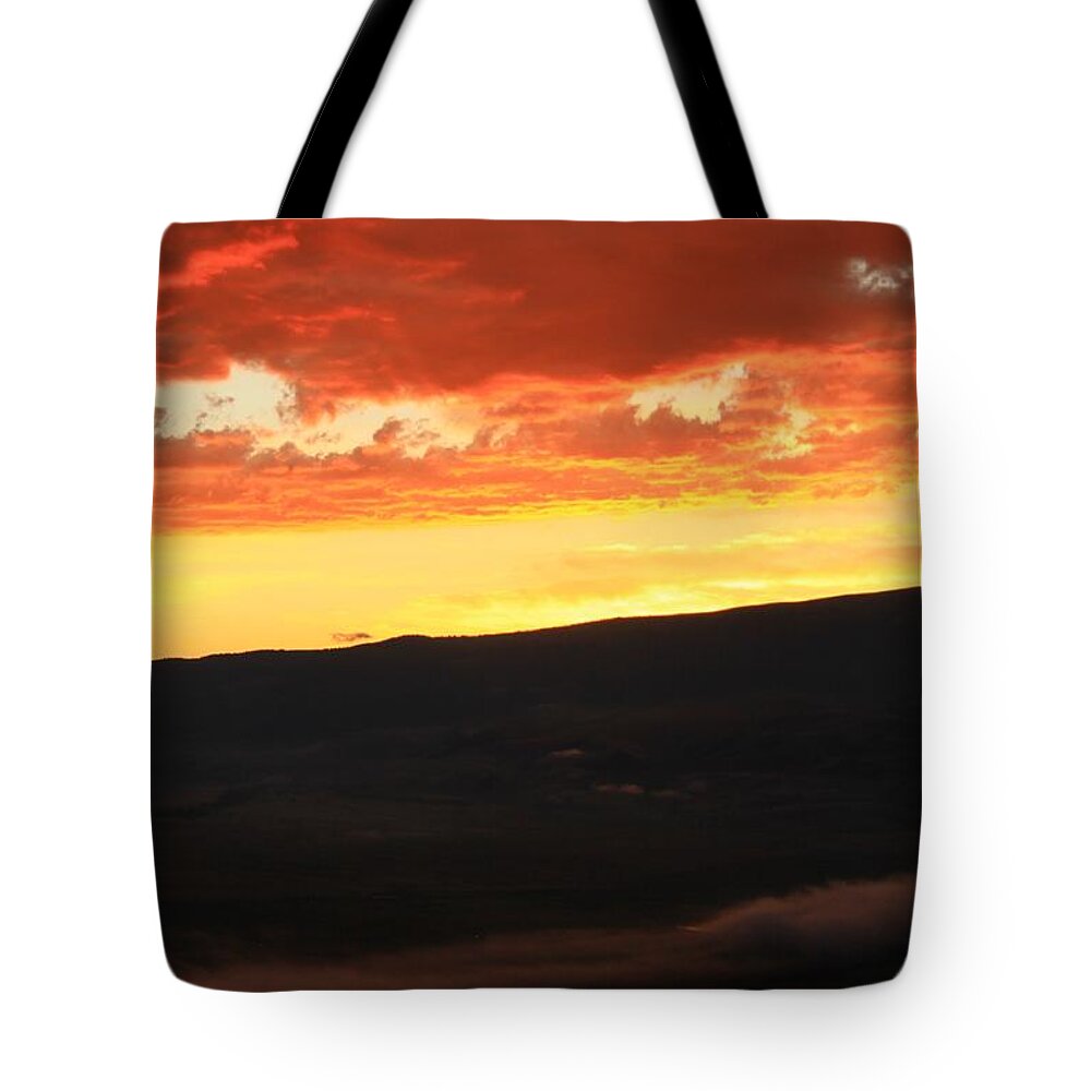 Sunrise Tote Bag featuring the photograph Windy River at Sunrise by Catie Canetti