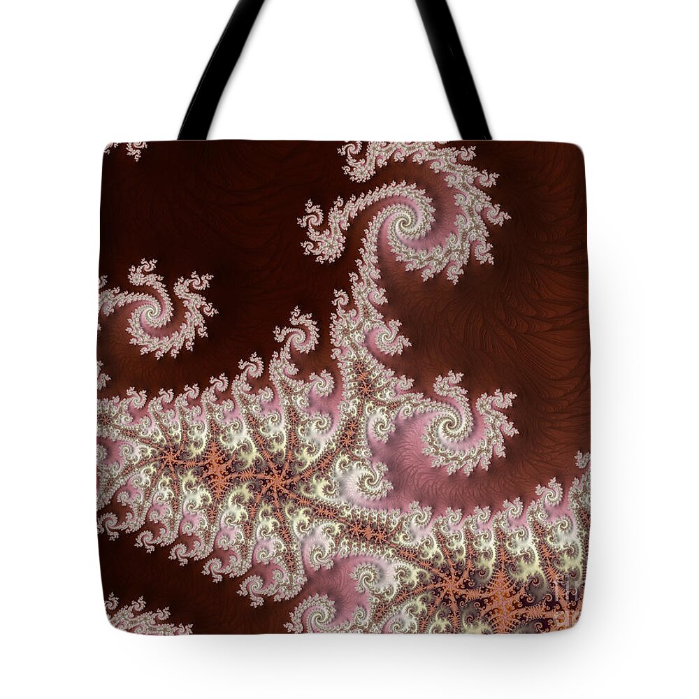 Fractal Tote Bag featuring the digital art Wine And Lace by Jon Munson II