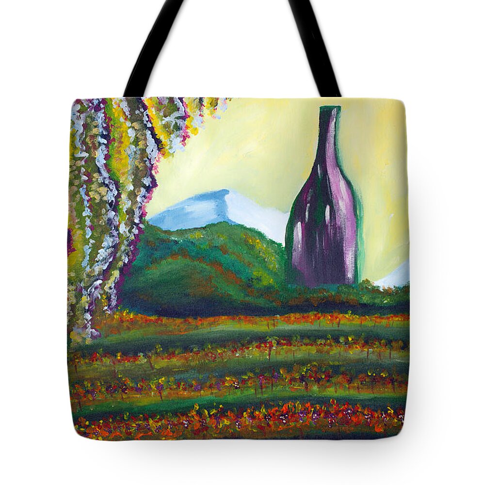 Wine Tote Bag featuring the painting Wine Country by Donna Blackhall