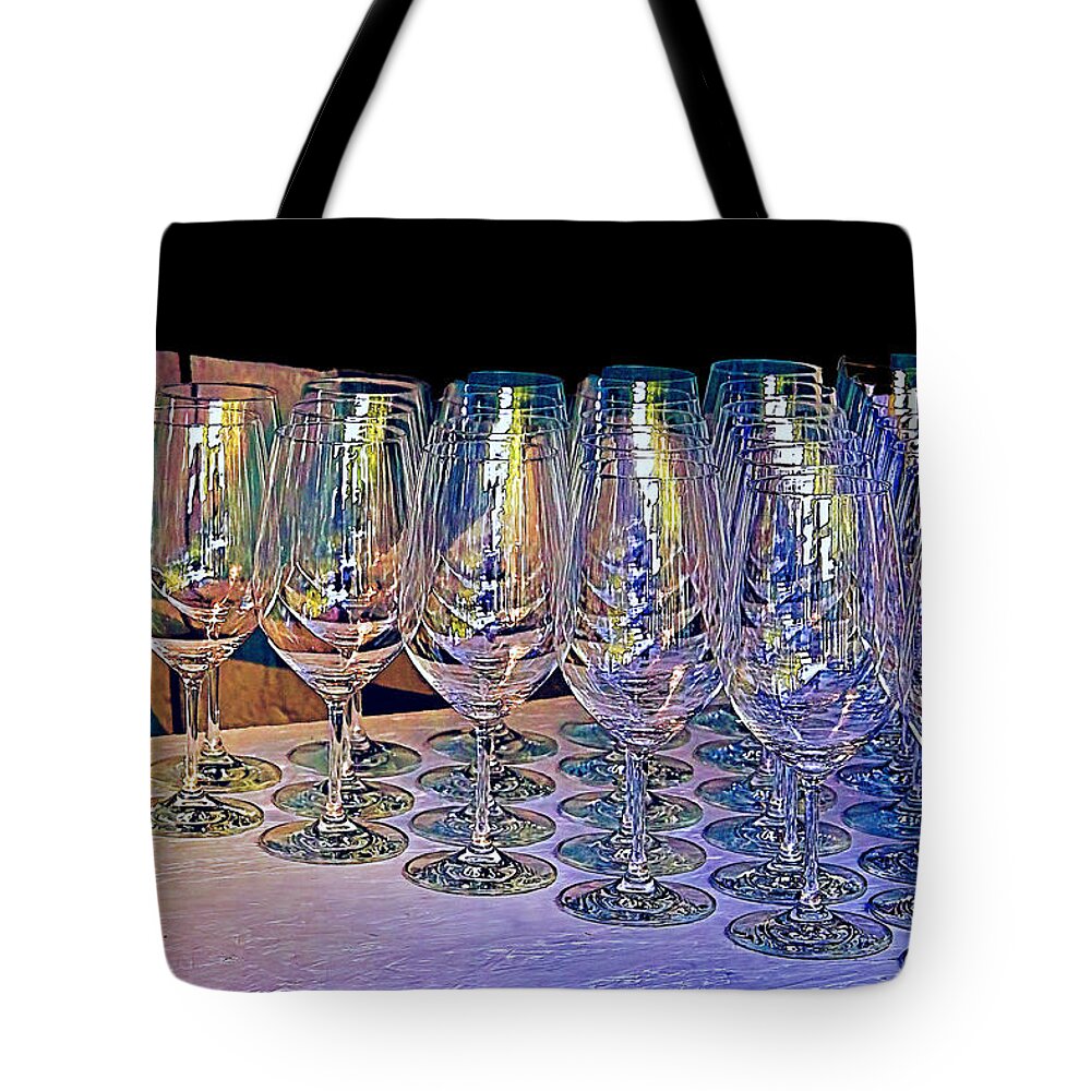 Wine Glasses Tote Bag featuring the photograph Wine Glasses by Chuck Staley