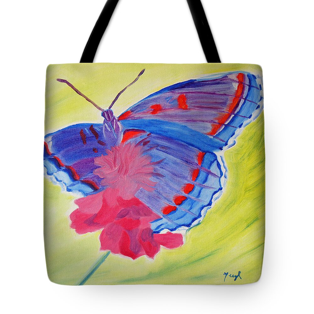 Butterfly Tote Bag featuring the painting Winged Delight by Meryl Goudey
