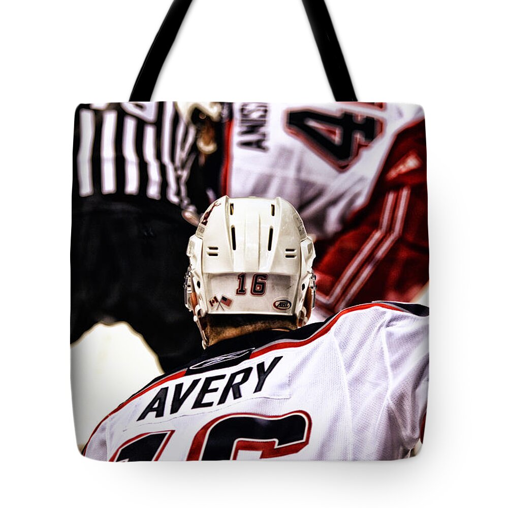 Hockey Tote Bag featuring the photograph Winger by Karol Livote