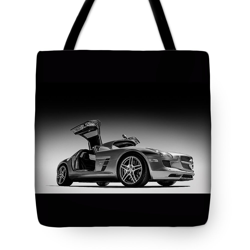 Mercedes Tote Bag featuring the digital art Mercedes-Benz SLS AMG by Douglas Pittman