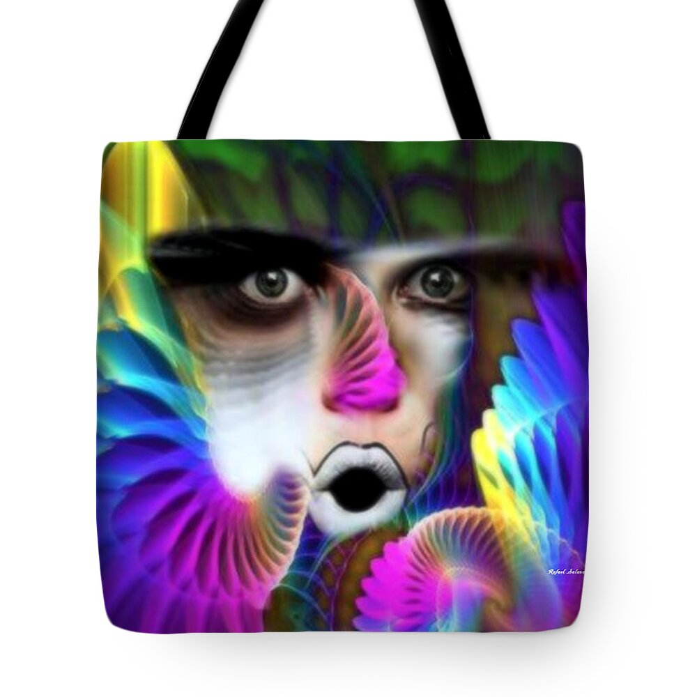 Conceptual Tote Bag featuring the painting WIngs by Rafael Salazar