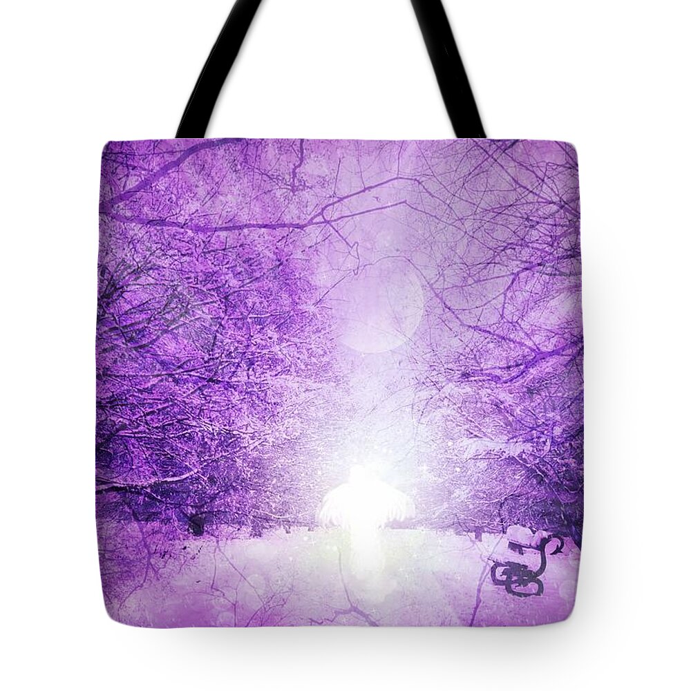 Winter Tote Bag featuring the digital art Winter Angel by Lilia S