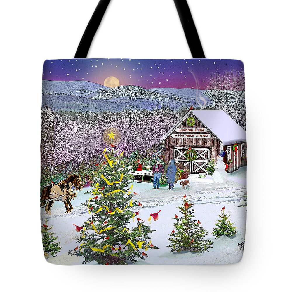 Winter Tote Bag featuring the digital art Winter at Campton Farm by Nancy Griswold