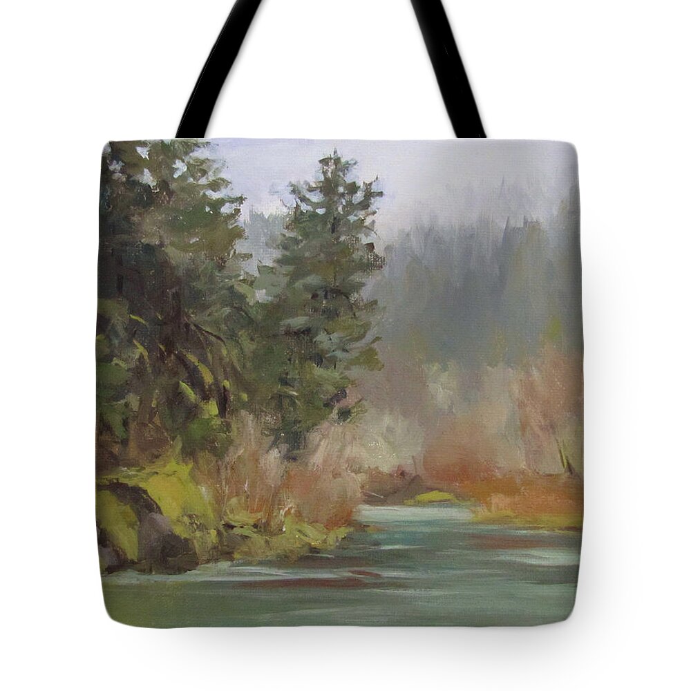 Plein Air Tote Bag featuring the painting Winter at Swiftwater by Karen Ilari