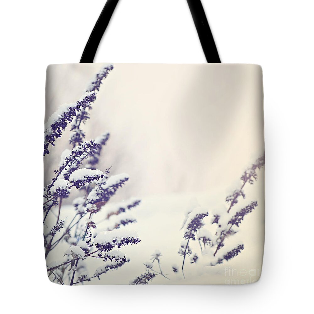 Bush Tote Bag featuring the photograph Winter background by Sophie McAulay
