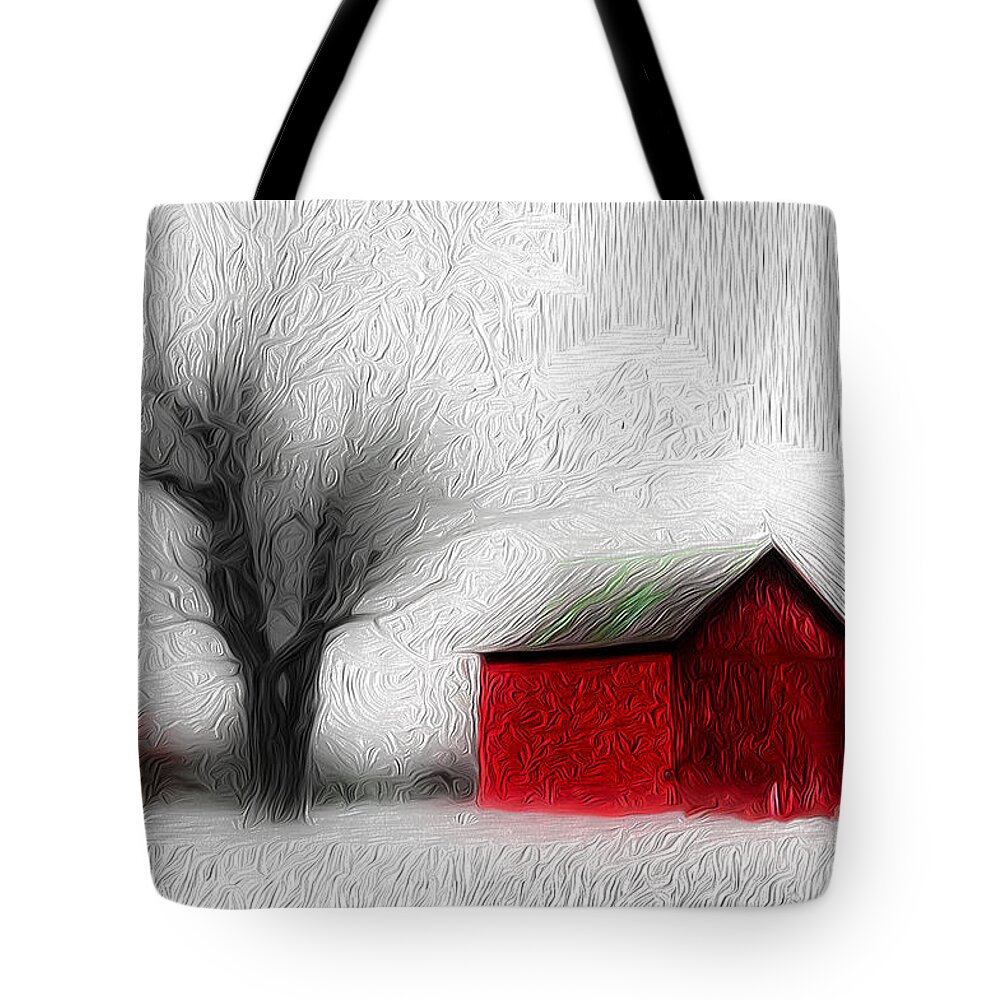 Barn Tote Bag featuring the photograph Winter Barn by Michael Arend