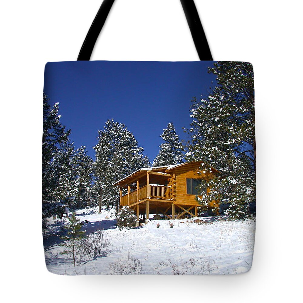 Winter Tote Bag featuring the photograph Winter Cabin by Shane Bechler