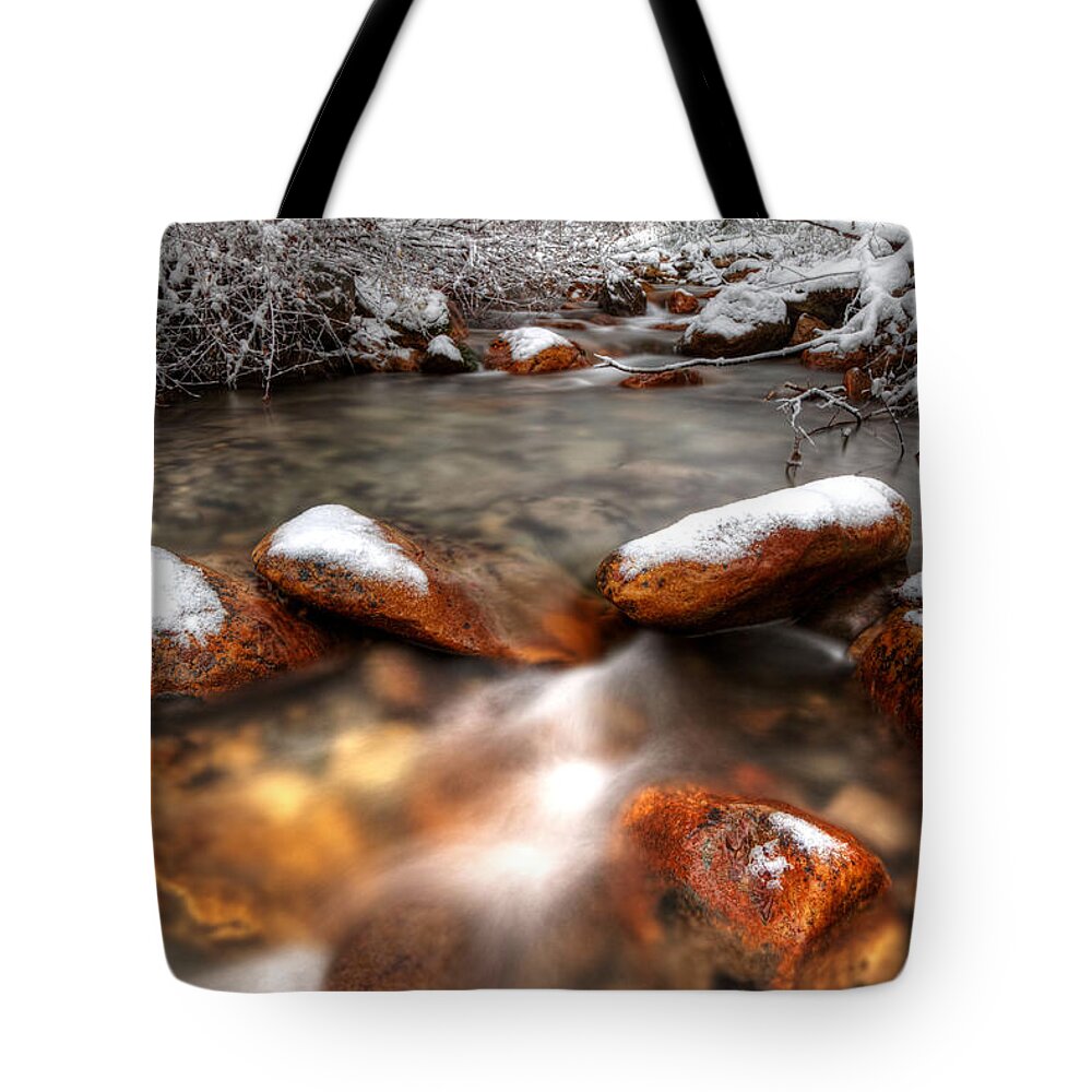 Winter Tote Bag featuring the photograph Winter Creek by David Andersen