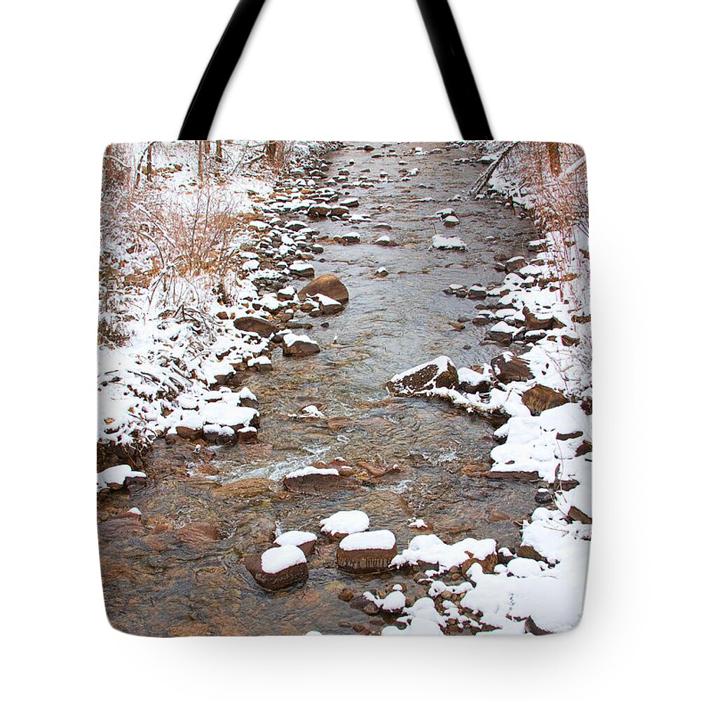 Winter Tote Bag featuring the photograph Winter Creek Scenic View by James BO Insogna
