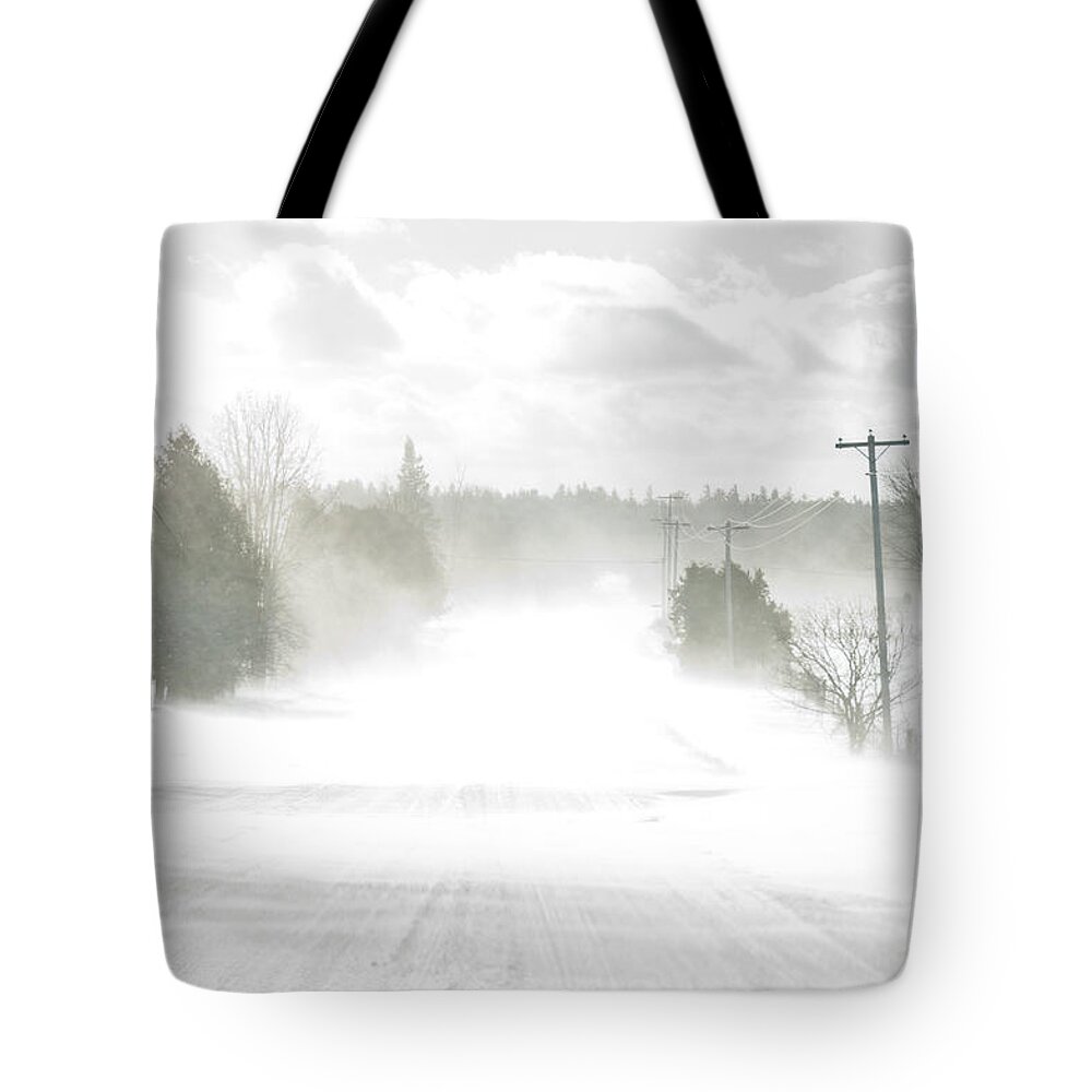 Landscapes Tote Bag featuring the photograph Winter Driving by Cheryl Baxter