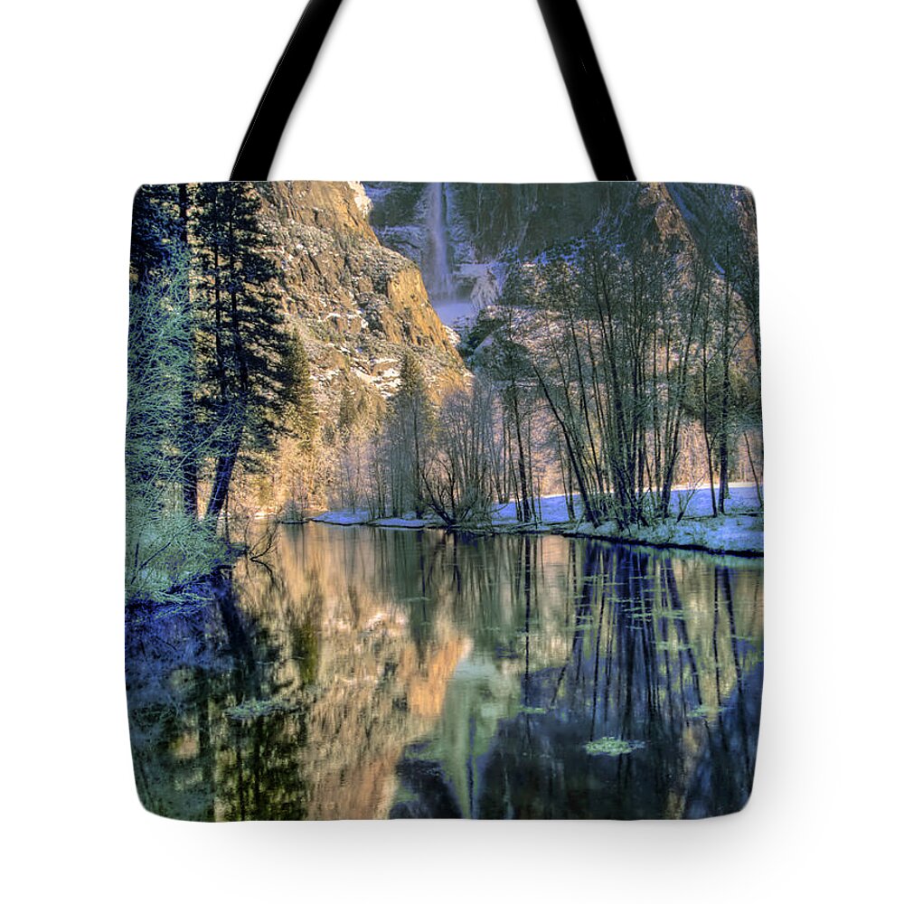 Yosemite Tote Bag featuring the photograph Winter Falls by Bill Gallagher