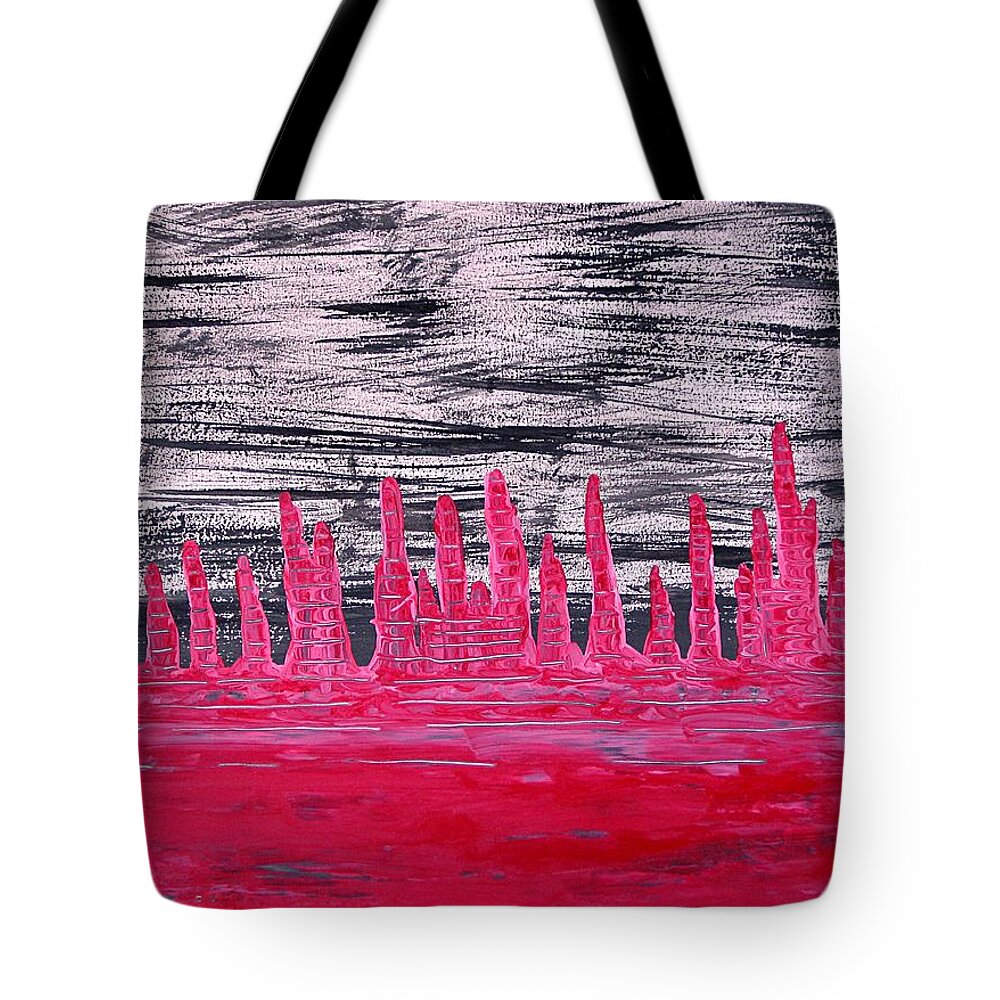 Winter Tote Bag featuring the painting Winter Hoodoos original painting by Sol Luckman